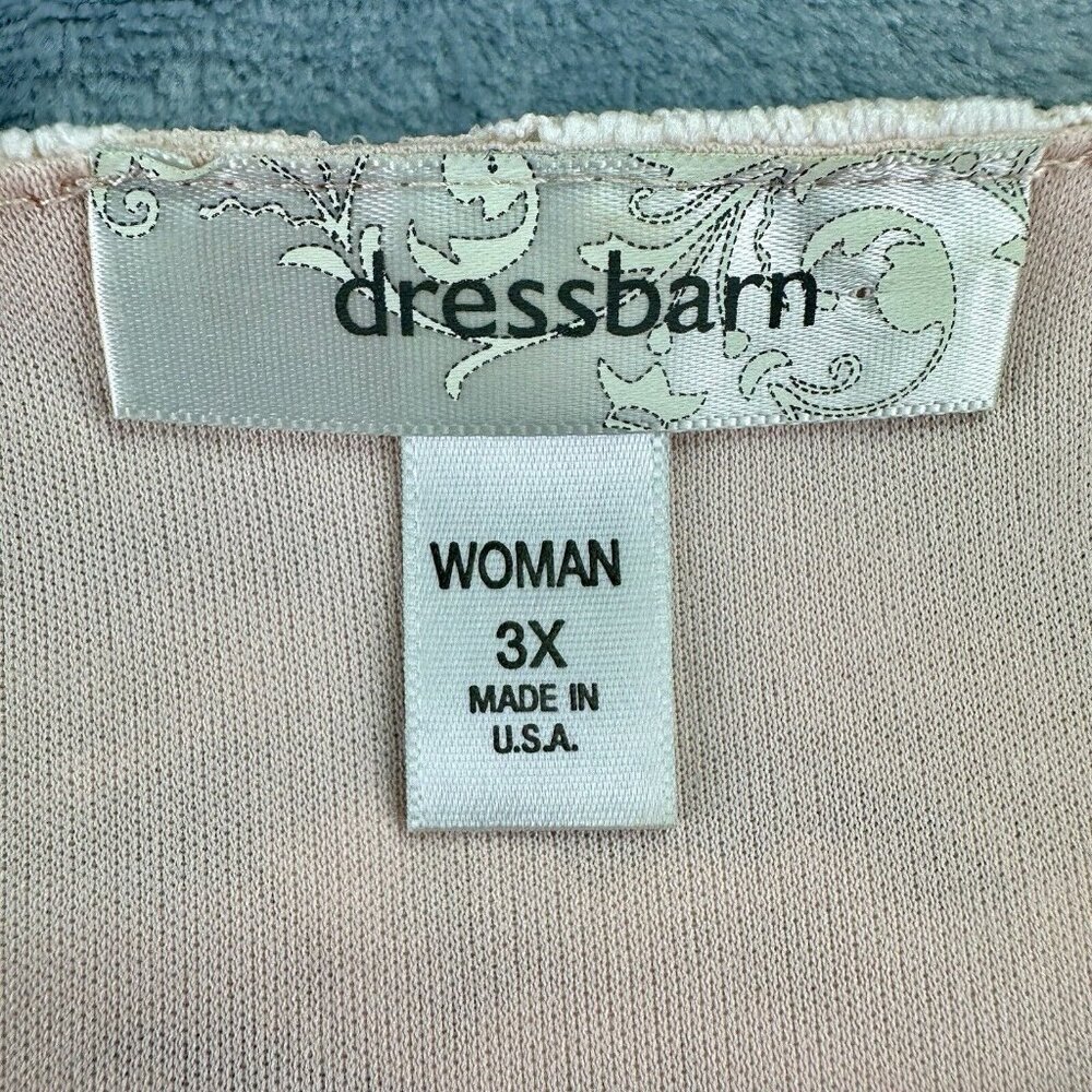 DressBarn Lace Overlay Blouse Women’s 3X Pink Short Sleeve Wedding *Made in USA* - Picture 4 of 11
